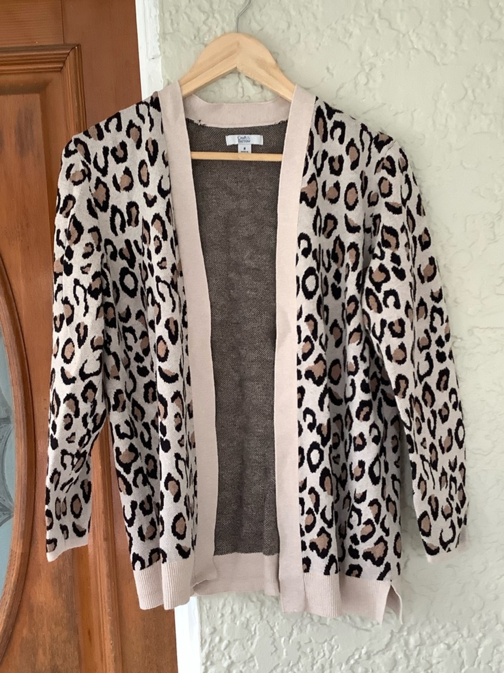 croft & barrow Beige and Brown Leopard Print Open Cardigan